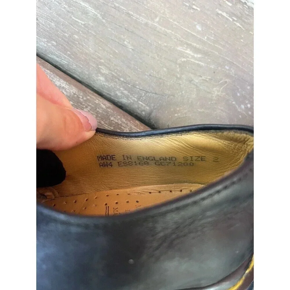 Vintage Dr Martens Original Made In England Leather Black Shoes Size Kids US 2